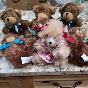 Plush Bear Lot Of 7 For Party Gifts - Small Size For Birthday Or Shower